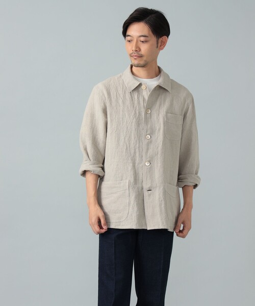 BEAMS F(ビームスエフ)の「リネン フレンチ カバーオール(ブルゾン・メンズ・ブラック/ベージュ・M/S/L)」の12枚目の写真