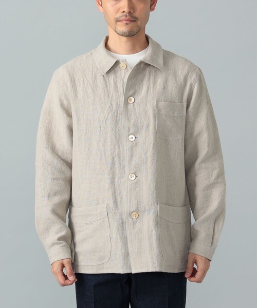 BEAMS F(ビームスエフ)の「リネン フレンチ カバーオール(ブルゾン・メンズ・ブラック/ベージュ・M/S/L)」の14枚目の写真