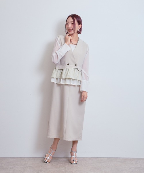 LHELBIE(レルビエ)の「シアースリーブワンピース(ワンピース・レディース・ブラック/ネイビー/ベージュ・M)」の22枚目の写真