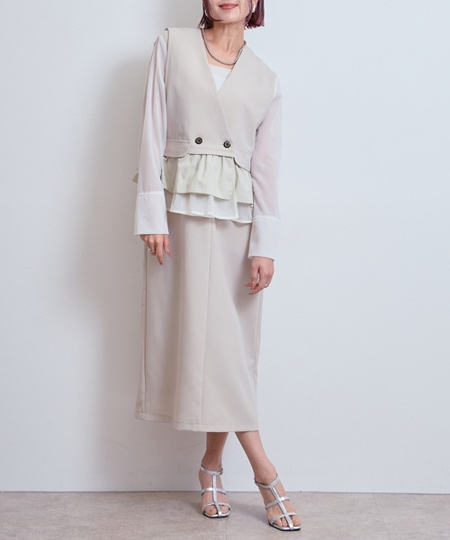 LHELBIE(レルビエ)の「シアースリーブワンピース(ワンピース・レディース・ブラック/ネイビー/ベージュ・M)」の20枚目の写真