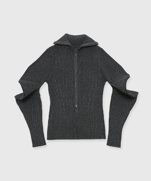 JOSE MOON(ジョゼムーン)の「ESCARGOT SLEEVE KNIT/エスカルゴスリーブニット(ニット/セーター・レディース・チャコールグレー/アイボリー/モカ・FREE)」の1枚目の写真