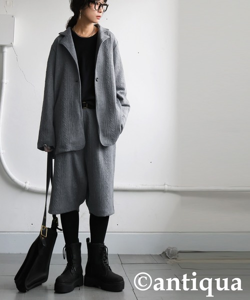 antiqua(アンティカ)の「立体柄 サルエルハーフパンツ(その他パンツ・レディース・グレー/ブラック・ONESIZE)」の7枚目の写真