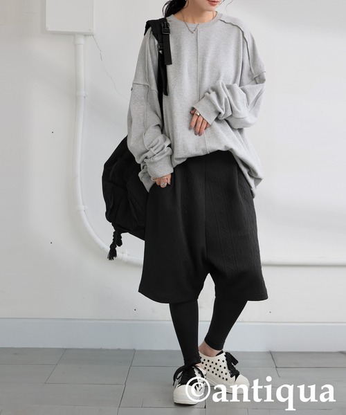 antiqua(アンティカ)の「立体柄 サルエルハーフパンツ(その他パンツ・レディース・グレー/ブラック・ONESIZE)」の13枚目の写真