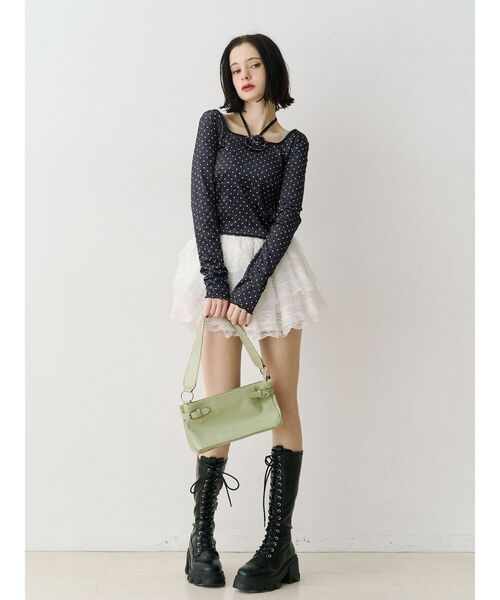 jouetie（ジュエティ）の「ドットベロアトップス コサージュ付き（Tシャツ/カットソー・レディース・ブラック/アイボリー/ブルー・MEDIUM）」の9枚目の写真