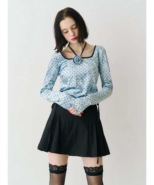 jouetie（ジュエティ）の「ドットベロアトップス コサージュ付き（Tシャツ/カットソー・レディース・ブラック/アイボリー/ブルー・MEDIUM）」の12枚目の写真