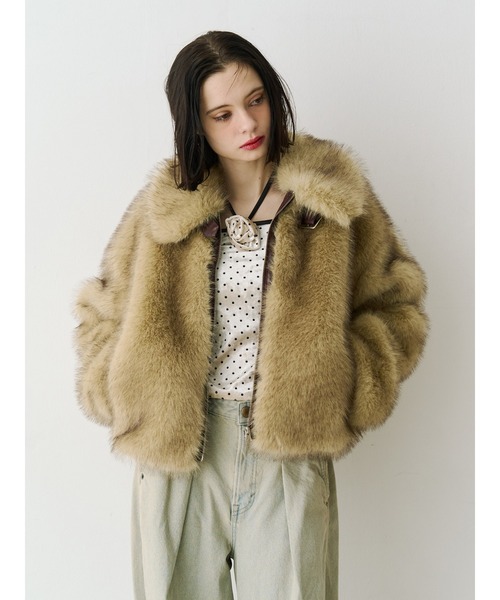 jouetie（ジュエティ）の「ドットベロアトップス コサージュ付き（Tシャツ/カットソー・レディース・ブラック/アイボリー/ブルー・MEDIUM）」の4枚目の写真