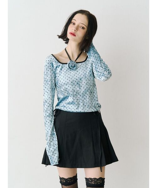 jouetie（ジュエティ）の「ドットベロアトップス コサージュ付き（Tシャツ/カットソー・レディース・ブラック/アイボリー/ブルー・MEDIUM）」の11枚目の写真