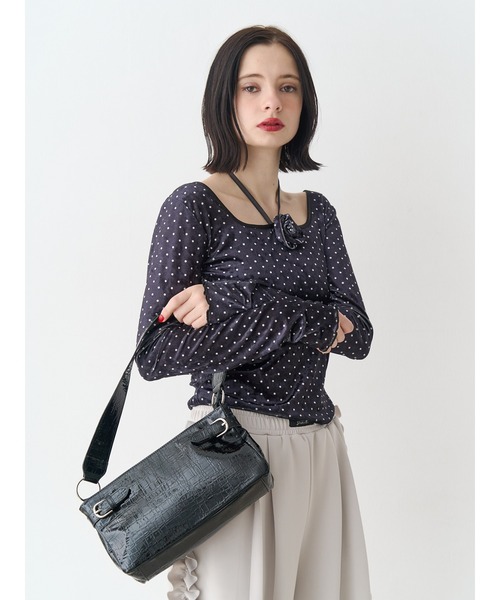 jouetie（ジュエティ）の「ドットベロアトップス コサージュ付き（Tシャツ/カットソー・レディース・ブラック/アイボリー/ブルー・MEDIUM）」の20枚目の写真