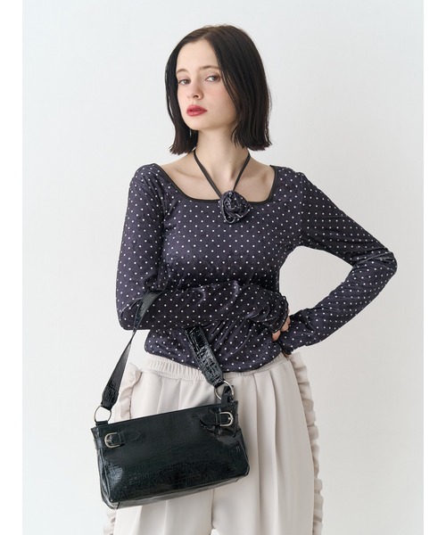 jouetie（ジュエティ）の「ドットベロアトップス コサージュ付き（Tシャツ/カットソー・レディース・ブラック/アイボリー/ブルー・MEDIUM）」の19枚目の写真