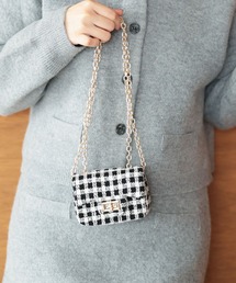 Sawa a la mode（サワアラモード）の「ツイードチェーンミニバッグ【大きいサイズ対応】（ハンドバッグ）」