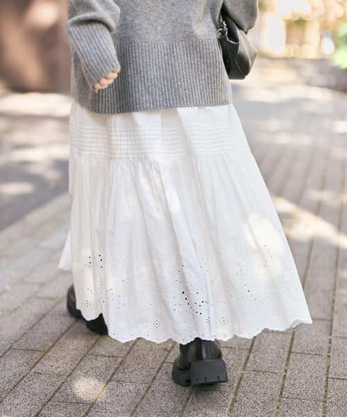 追加2》エンブロイダリーレーススカート（スカート）｜Spick & Span