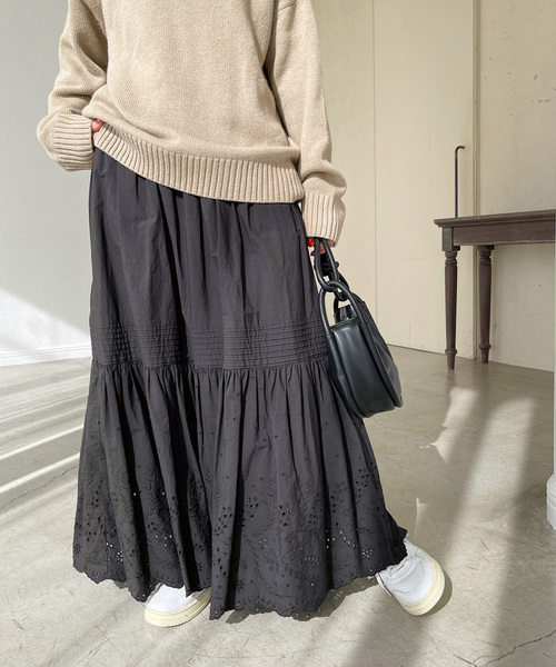 エンブロイダリーレーススカート　スピックアンドスパン 追加2》エンブロイダリーレーススカート（スカート）｜Spick & Span