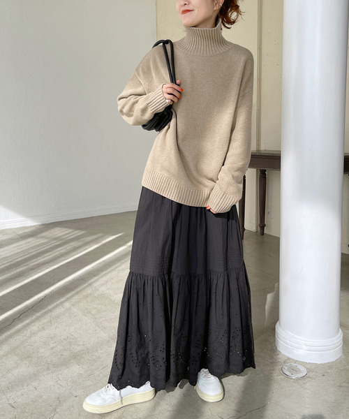 Spick & Span（スピックアンドスパン）の「《追加2》エンブロイダリーレーススカート（スカート・レディース・ブラック/ホワイト・36/38）」の6枚目の写真