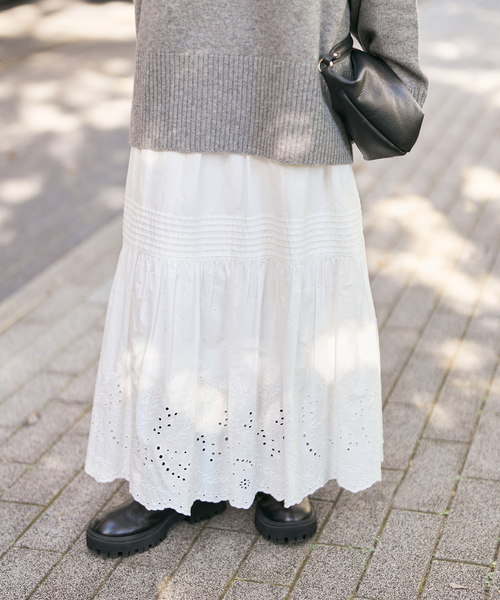 追加2》エンブロイダリーレーススカート（スカート）｜Spick & Span
