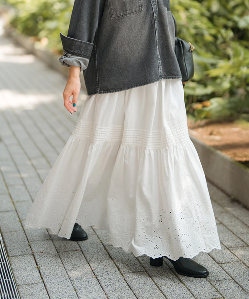 Spick & Span（スピックアンドスパン）の「《追加2》エンブロイダリーレーススカート（スカート・レディース・ブラック/ホワイト・36/38）」の13枚目の写真