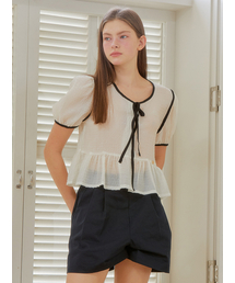 ANC WAVE RIBBON PUFF BLOUSE_IVORY