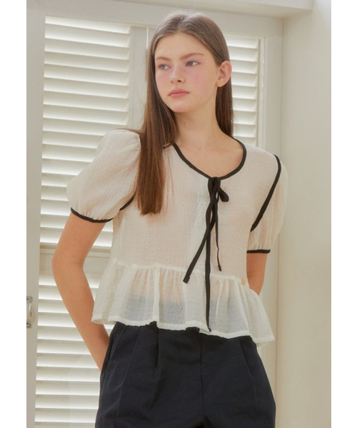 ANOETIC(アノエティック)の「ANC WAVE RIBBON PUFF BLOUSE_IVORY(シャツ/ブラウス・レディース・アイボリー・FREE)」の3枚目の写真