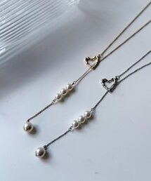 Chez toi | ハートとパールロングネックレス(ネックレス)