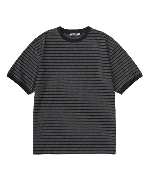 EXCONTAINER(エックスコンテナ)の「リブストライプハーフリンガーティーシャツ (チャコールグレー)(Tシャツ/カットソー・メンズ・その他・MEDIUM/LARGE/X-LARGE)」の1枚目の写真