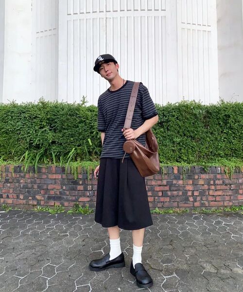 EXCONTAINER(エックスコンテナ)の「リブストライプハーフリンガーティーシャツ (チャコールグレー)(Tシャツ/カットソー・メンズ・その他・MEDIUM/LARGE/X-LARGE)」の7枚目の写真
