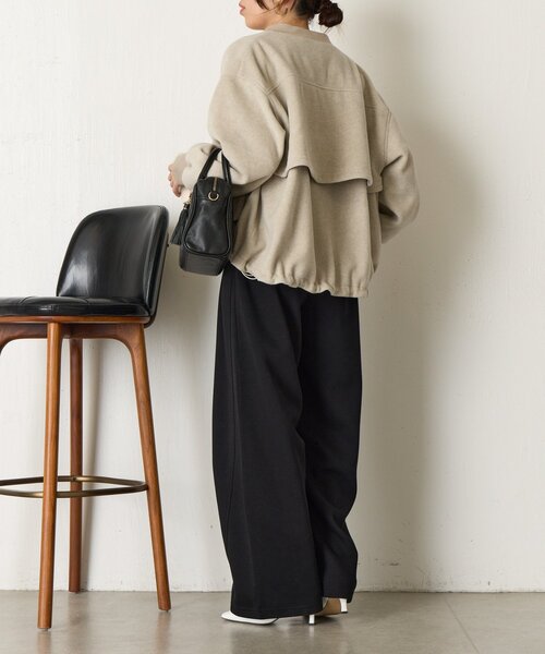 Jena espace merveilleux(ジェナ エスパスメルヴェイユ)の「【あったか/上品】バックラッフルジャケット(ノーカラージャケット・レディース・ベージュ/チャコールグレー・FREE)」の14枚目の写真