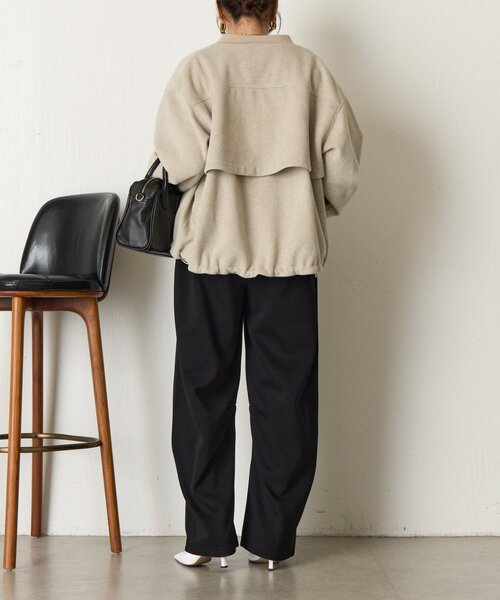 Jena espace merveilleux(ジェナ エスパスメルヴェイユ)の「【あったか/上品】バックラッフルジャケット(ノーカラージャケット・レディース・ベージュ/チャコールグレー・FREE)」の15枚目の写真