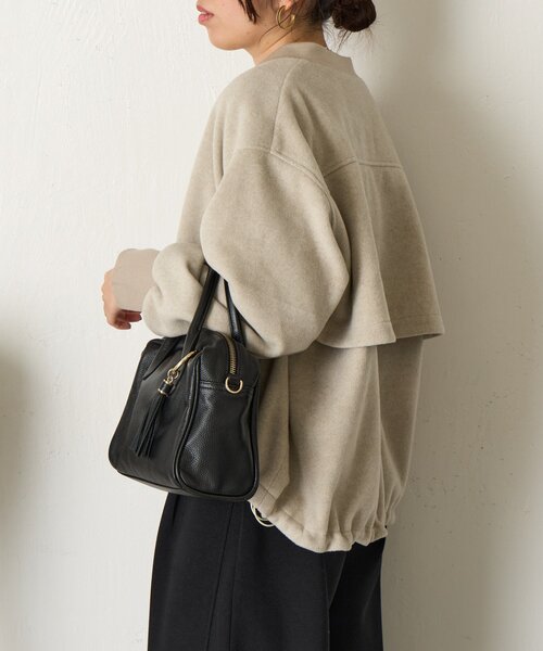 Jena espace merveilleux(ジェナ エスパスメルヴェイユ)の「【あったか/上品】バックラッフルジャケット(ノーカラージャケット・レディース・ベージュ/チャコールグレー・FREE)」の19枚目の写真