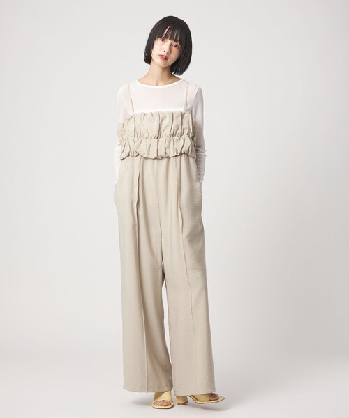 EMMEL REFINES（エメルリファインズ）の「＜EMMEL REFINES＞EM ビスチェライク サロペット（サロペット/オーバーオール・レディース・ベージュ/ブラック・M/S）」の3枚目の写真