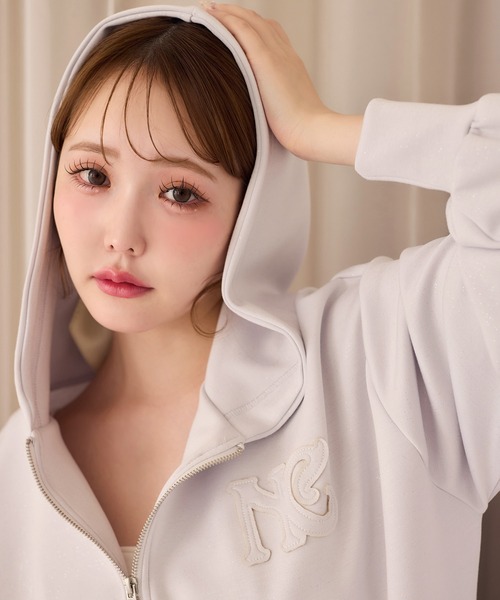 ゆるたぽシルエット/オーバーサイズグリッターパーカー（パーカー