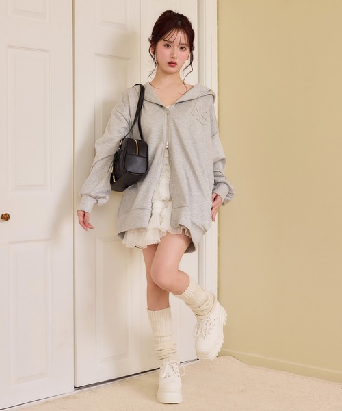 ゆるたぽシルエット/オーバーサイズグリッターパーカー（パーカー