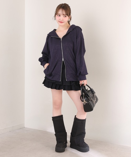 セール】ゆるたぽシルエット/オーバーサイズグリッターパーカー