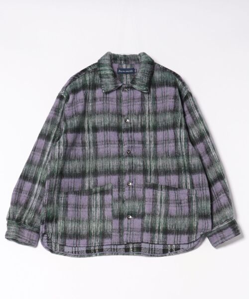 many men many mind(メニーメンメニーマインド)の「【SR】【it】【many men many mind】シャギーチェックルーズシャツブルゾン(カバーオール・メンズ・マスタード/パープル・LARGE/MEDIUM)」の2枚目の写真