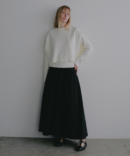 MANOF(マノフ)の「RIB FLAP KNIT TOPS(ニット/セーター・レディース・アイボリー/ブラック・F)」の6枚目の写真