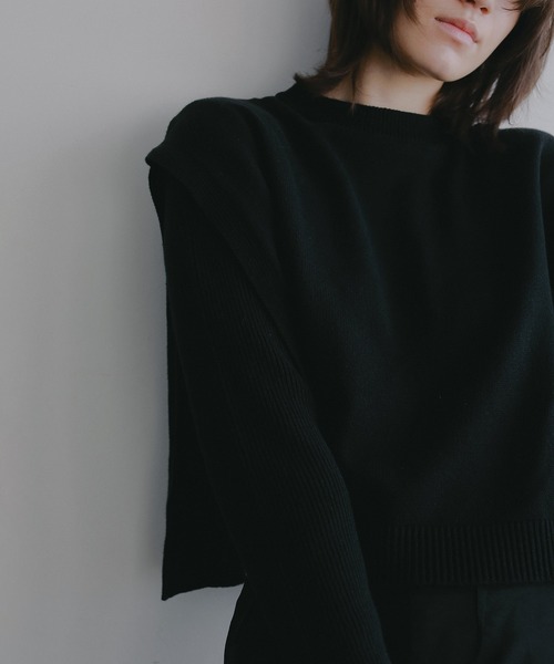 MANOF(マノフ)の「RIB FLAP KNIT TOPS(ニット/セーター・レディース・アイボリー/ブラック・F)」の13枚目の写真