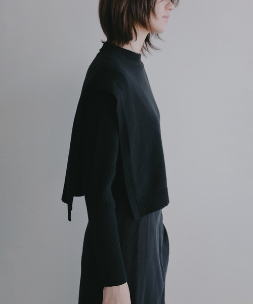 MANOF(マノフ)の「RIB FLAP KNIT TOPS(ニット/セーター・レディース・アイボリー/ブラック・F)」の17枚目の写真