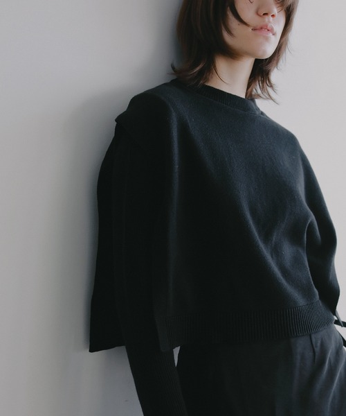 MANOF(マノフ)の「RIB FLAP KNIT TOPS(ニット/セーター・レディース・アイボリー/ブラック・F)」の15枚目の写真