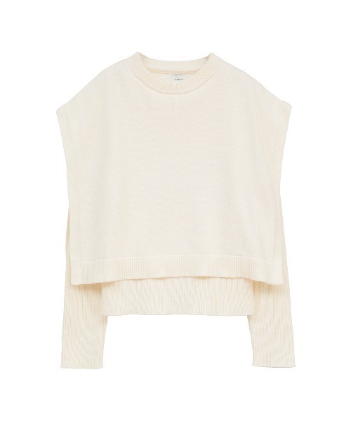 MANOF(マノフ)の「RIB FLAP KNIT TOPS(ニット/セーター・レディース・アイボリー/ブラック・F)」の19枚目の写真