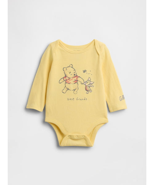 GAP(ギャップ)の「くまのプーさん オーガニックコットン ボディスーツ (ベビー)(ロンパース・キッズ・イエロー/オフホワイト・50cm/60cm/70cm/80cm/90cm)」の2枚目の写真