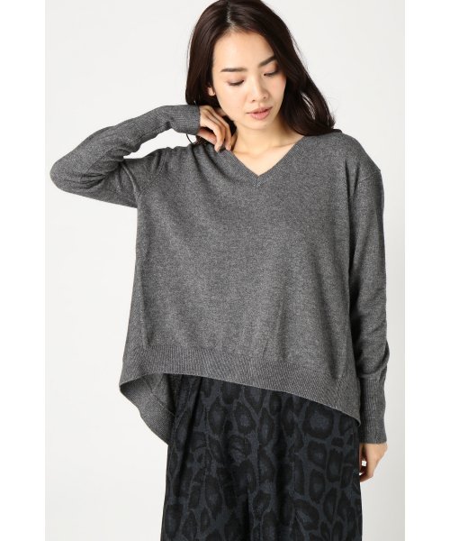 JOURNAL STANDARD（ジャーナルスタンダード）の「BACK フレアーVネックプルオーバー#（ニット/セーター・レディース・グレー/ホワイト/ベージュ/サックスブルー・FREE）」の3枚目の写真