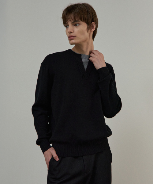 MINDBRIDGE（マインドブリッジ）の「[COUTURE]レイヤードセミオーバーフィットニット（ニット/セーター・メンズ・ブラック・100/110/95/105）」の4枚目の写真