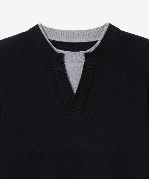 MINDBRIDGE（マインドブリッジ）の「[COUTURE]レイヤードセミオーバーフィットニット（ニット/セーター・メンズ・ブラック・100/110/95/105）」の8枚目の写真