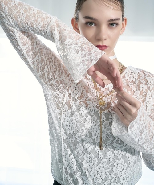 HARE(ハレ)の「【CEREMONY】2WAYレースタイトトップス(HARE)(Tシャツ/カットソー・レディース・ブラック/ホワイト・FREE)」の2枚目の写真