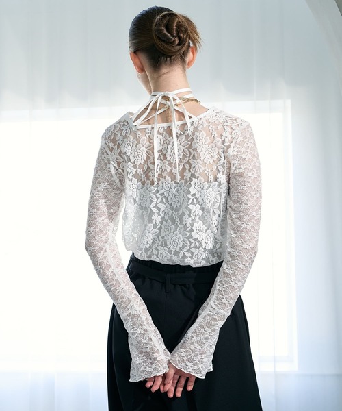 HARE(ハレ)の「【CEREMONY】2WAYレースタイトトップス(HARE)(Tシャツ/カットソー・レディース・ブラック/ホワイト・FREE)」の12枚目の写真