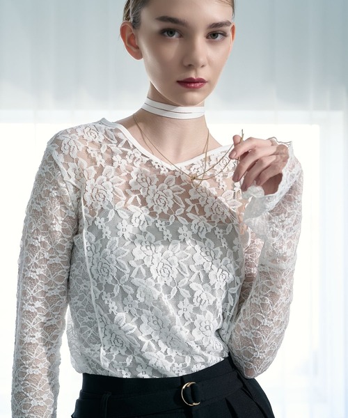 HARE(ハレ)の「【CEREMONY】2WAYレースタイトトップス(HARE)(Tシャツ/カットソー・レディース・ブラック/ホワイト・FREE)」の13枚目の写真