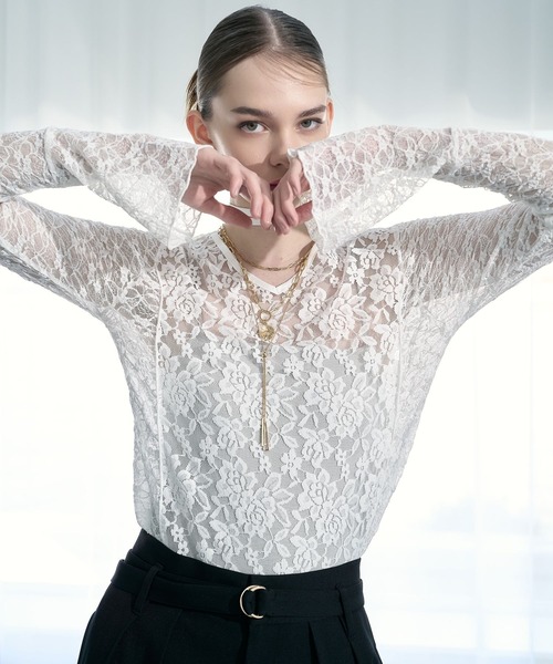 HARE(ハレ)の「【CEREMONY】2WAYレースタイトトップス(HARE)(Tシャツ/カットソー・レディース・ブラック/ホワイト・FREE)」の14枚目の写真