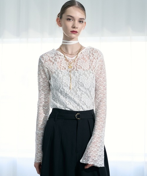 HARE(ハレ)の「【CEREMONY】2WAYレースタイトトップス(HARE)(Tシャツ/カットソー・レディース・ブラック/ホワイト・FREE)」の10枚目の写真