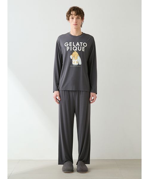 GELATO PIQUE ベアプリント ルームウェアセットアップ HOMME】レーヨンジェラートベアプリントロンT（ルームウェア/パジャマ