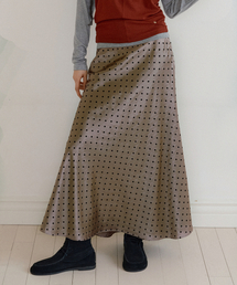 Satin Full Length Flare Skirt (brown)
