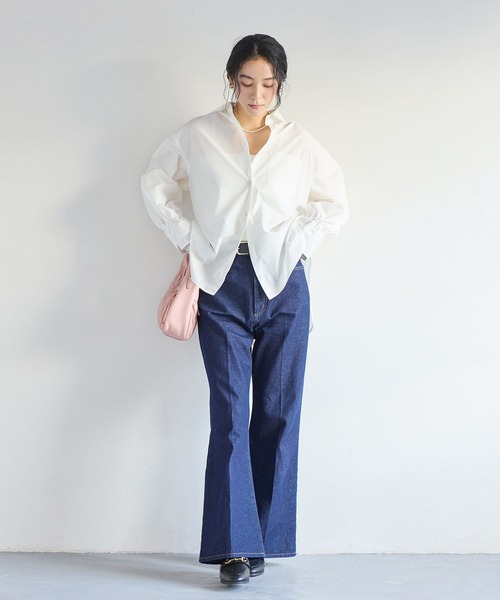 VIS（ビス）の「レーススリーブAラインシャツ（シャツ/ブラウス・レディース・ホワイト/グレー/サックスブルー・FREE）」の5枚目の写真