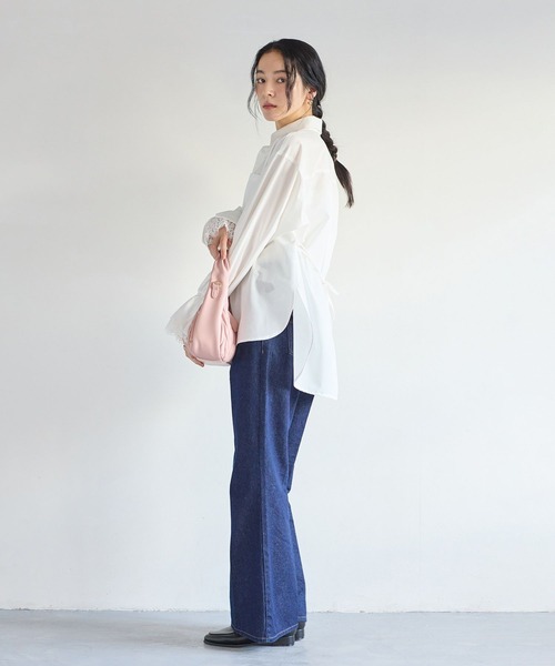 VIS（ビス）の「レーススリーブAラインシャツ（シャツ/ブラウス・レディース・ホワイト/グレー/サックスブルー・FREE）」の6枚目の写真